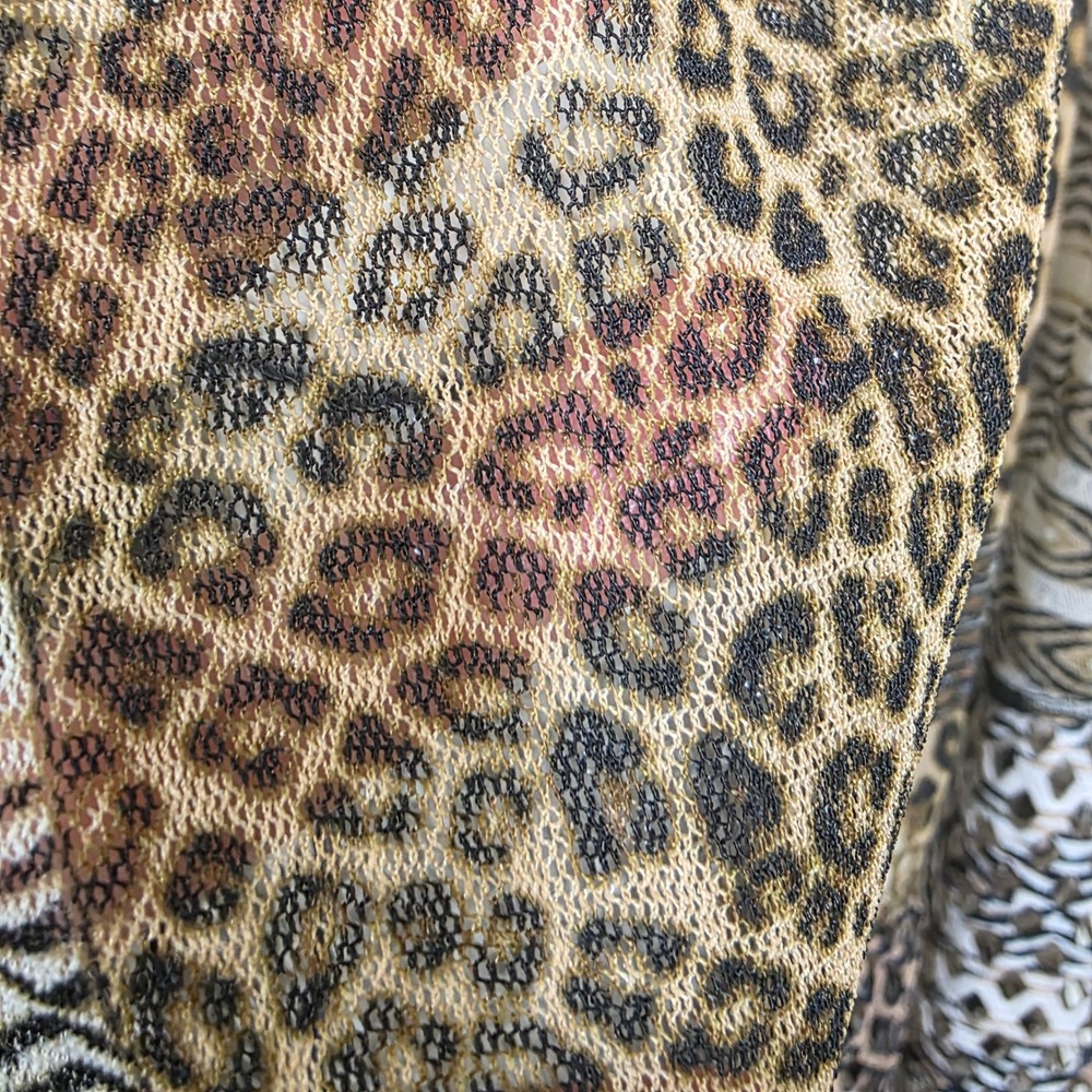 Multiples Womens Vest Animal Print Mesh Draped Open Front Sleeveless Brown Sz M - Picture 12 of 13